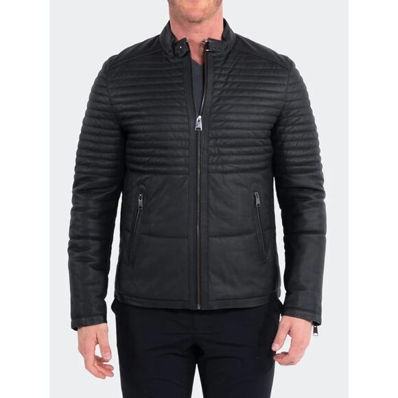 Men's Maceoo Paris Lambskin Leather Jacket 3XL Matt Navy Blue